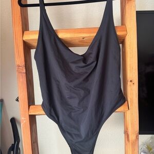 SKIMS Recycled Scoop Neck One-Piece Swimsuit Onyx 2X NWT Black Minimalist Swim